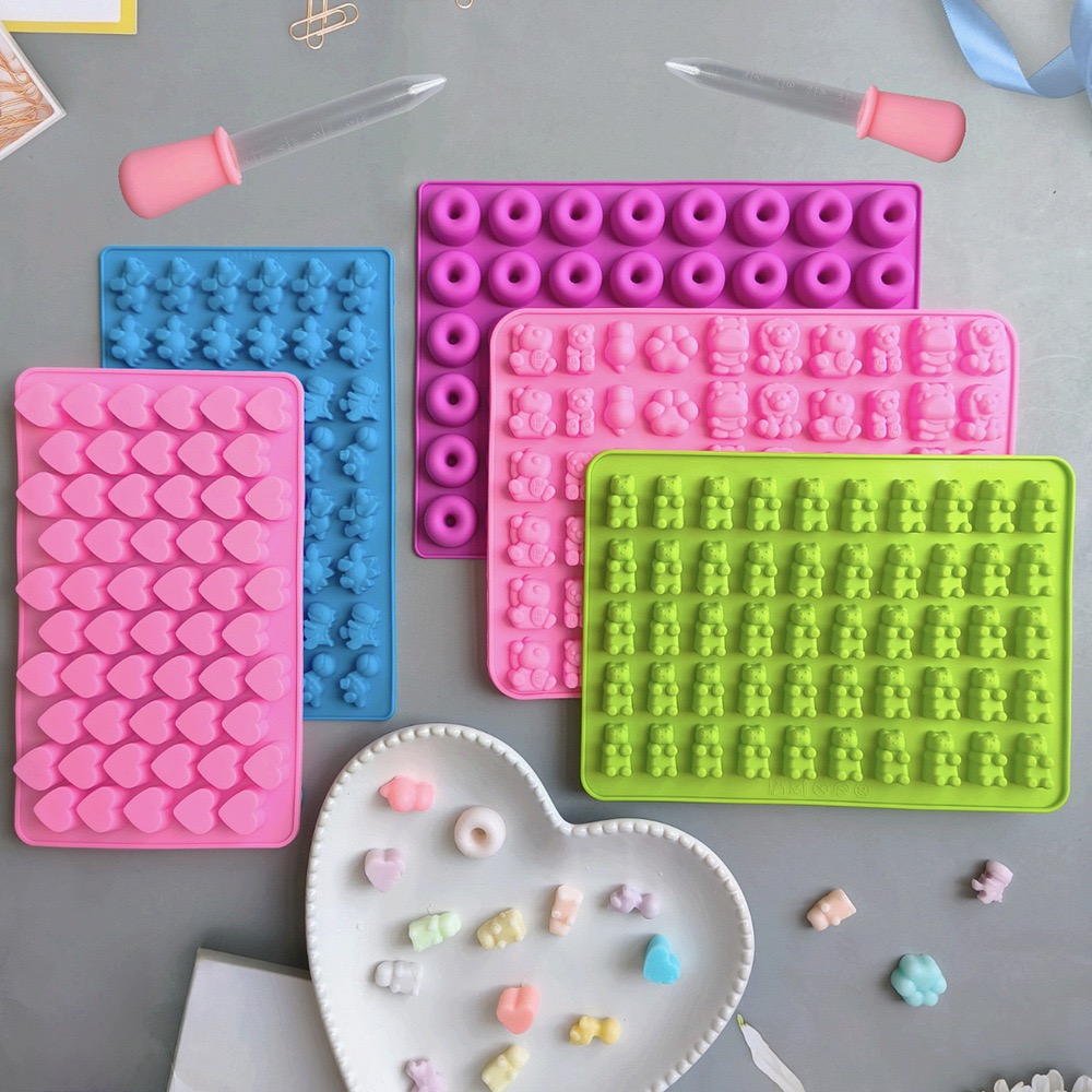 Kitchen Baking Molds - 7Pcs Candy Silicone Moulds with 2