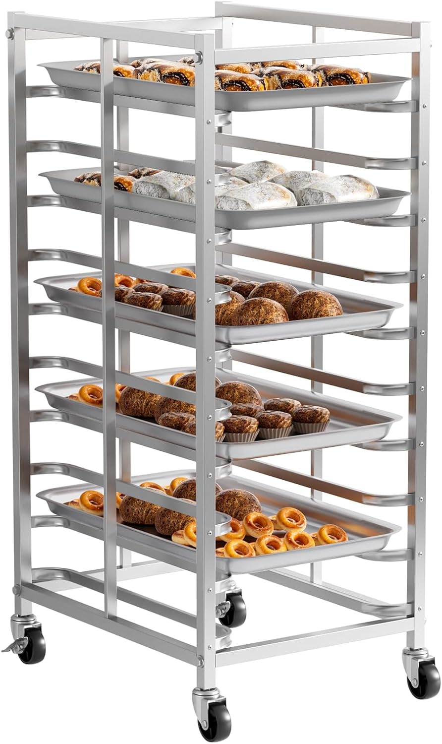 Kitchen Baking Cart - Commercial Stainless Steel Baking Rack With