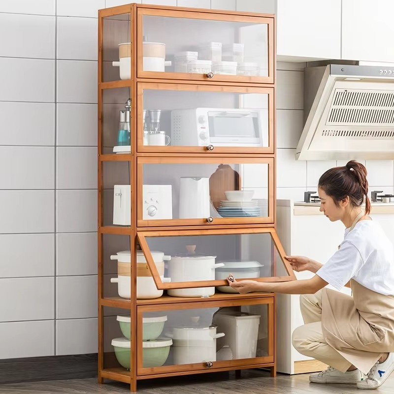 Kitchen Baking Cart - Kitchen cart mango wood adjustable storage