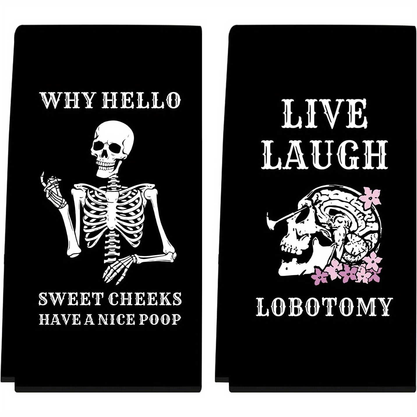 Kitchen Baking Necessities - 2Pcs, Gothic Skull-Themed Kitchen Towels, Best