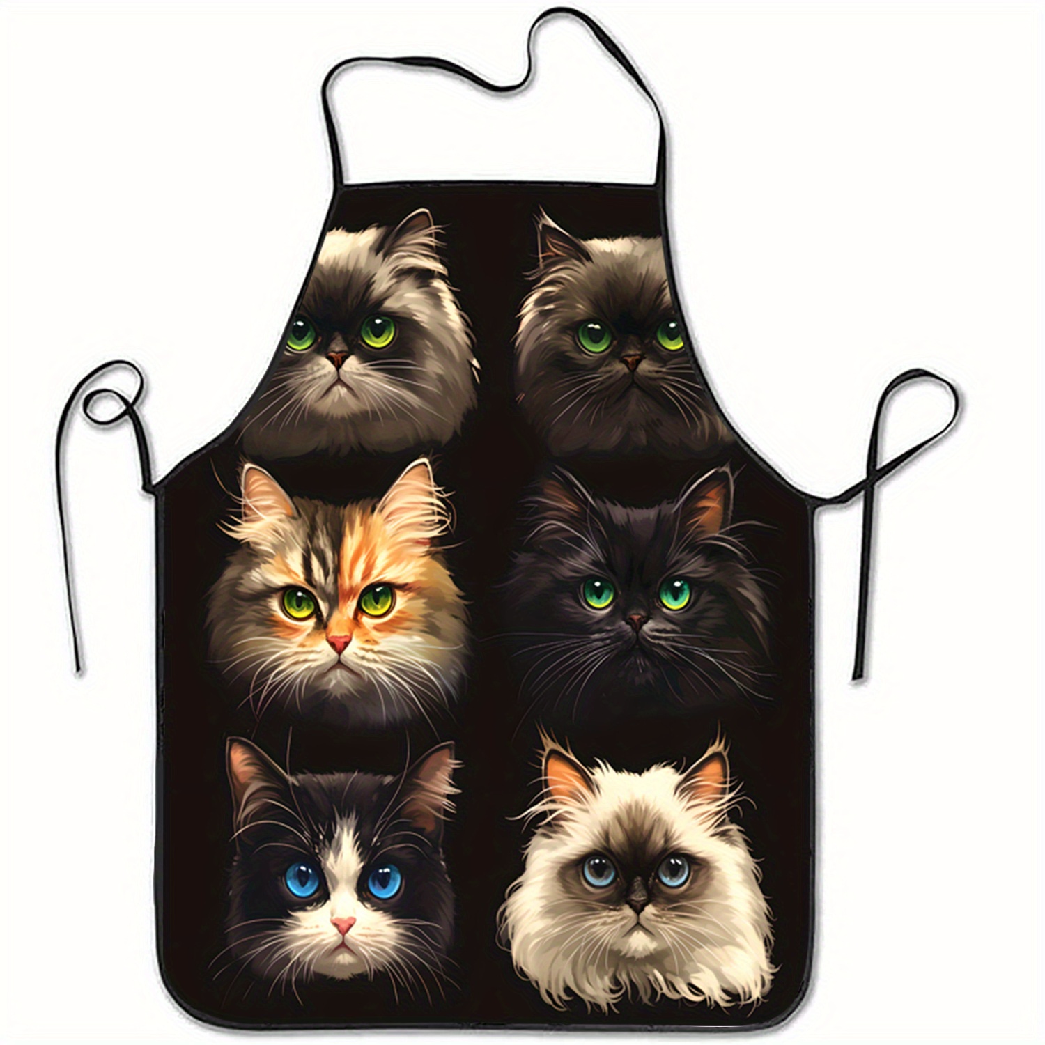 Cat Face Portrait Apron Black  - Kitchen Baking Background review and price