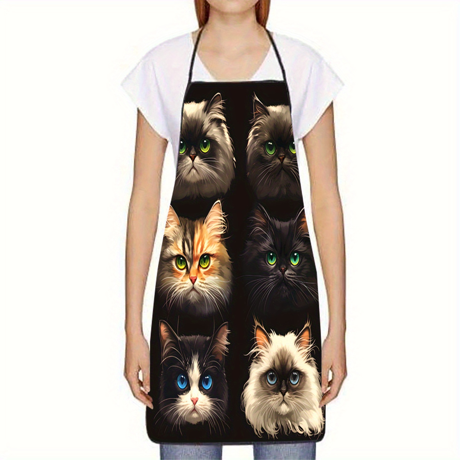 Cat Face Portrait Apron Black  - Kitchen Baking Background review and price
