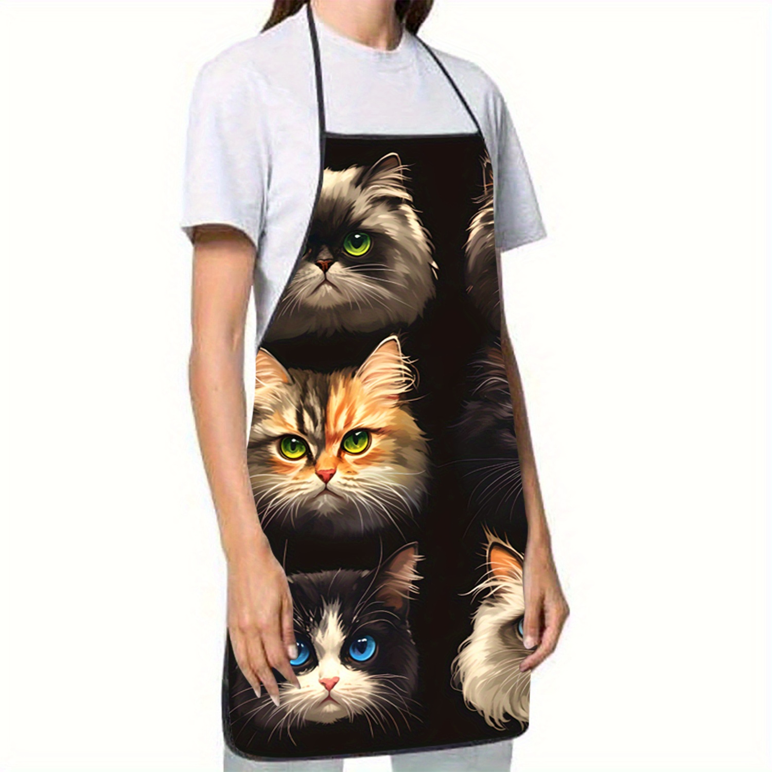 Cat Face Portrait Apron Black  - Kitchen Baking Background review and price