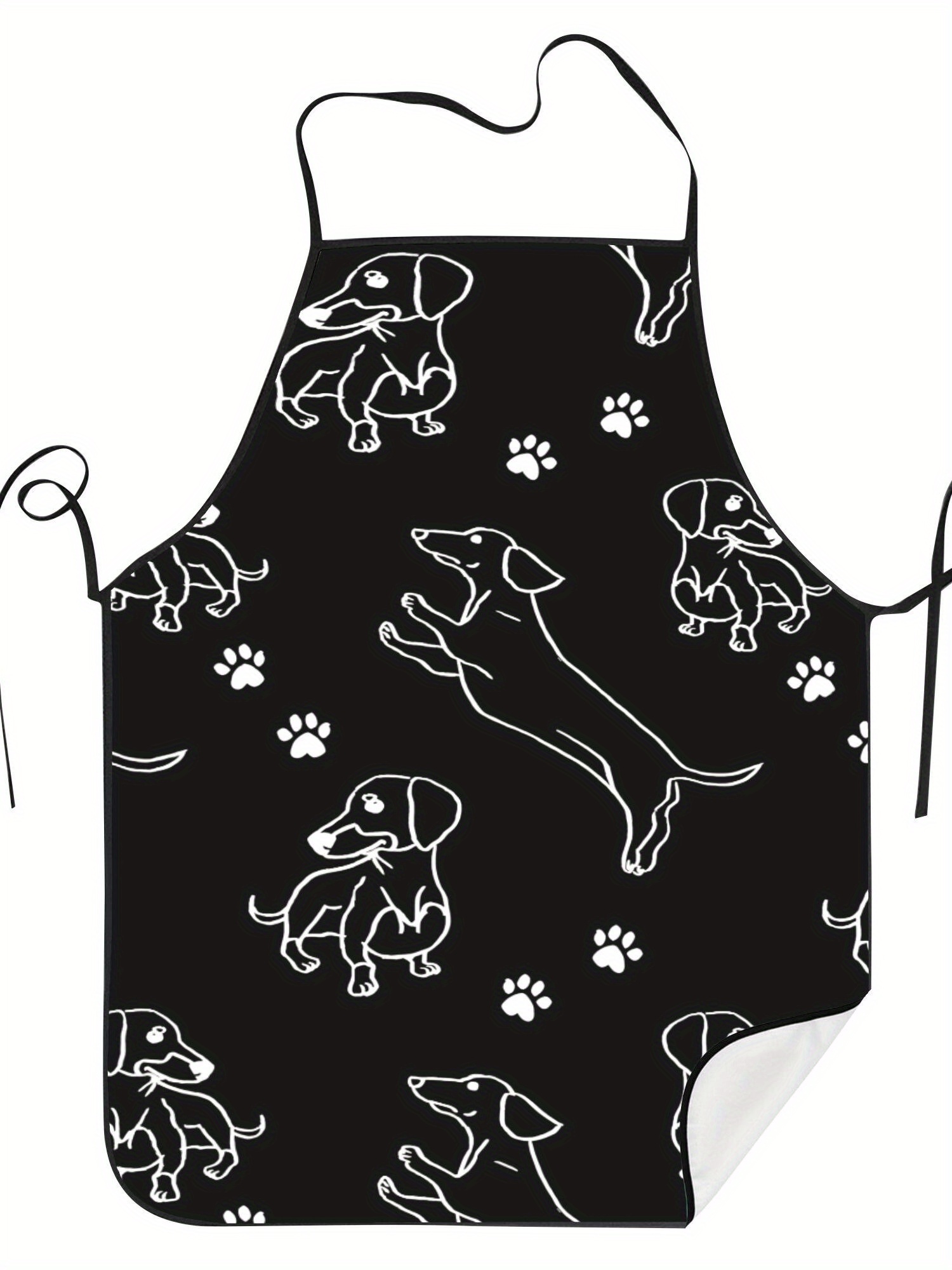 Dachshund Paw Print Apron Blac - Kitchen Baking Background review and price