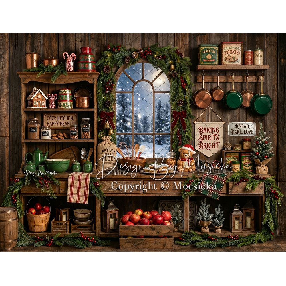 Mocsicka Christmas Rustic Kitc - Kitchen Baking Background review and price