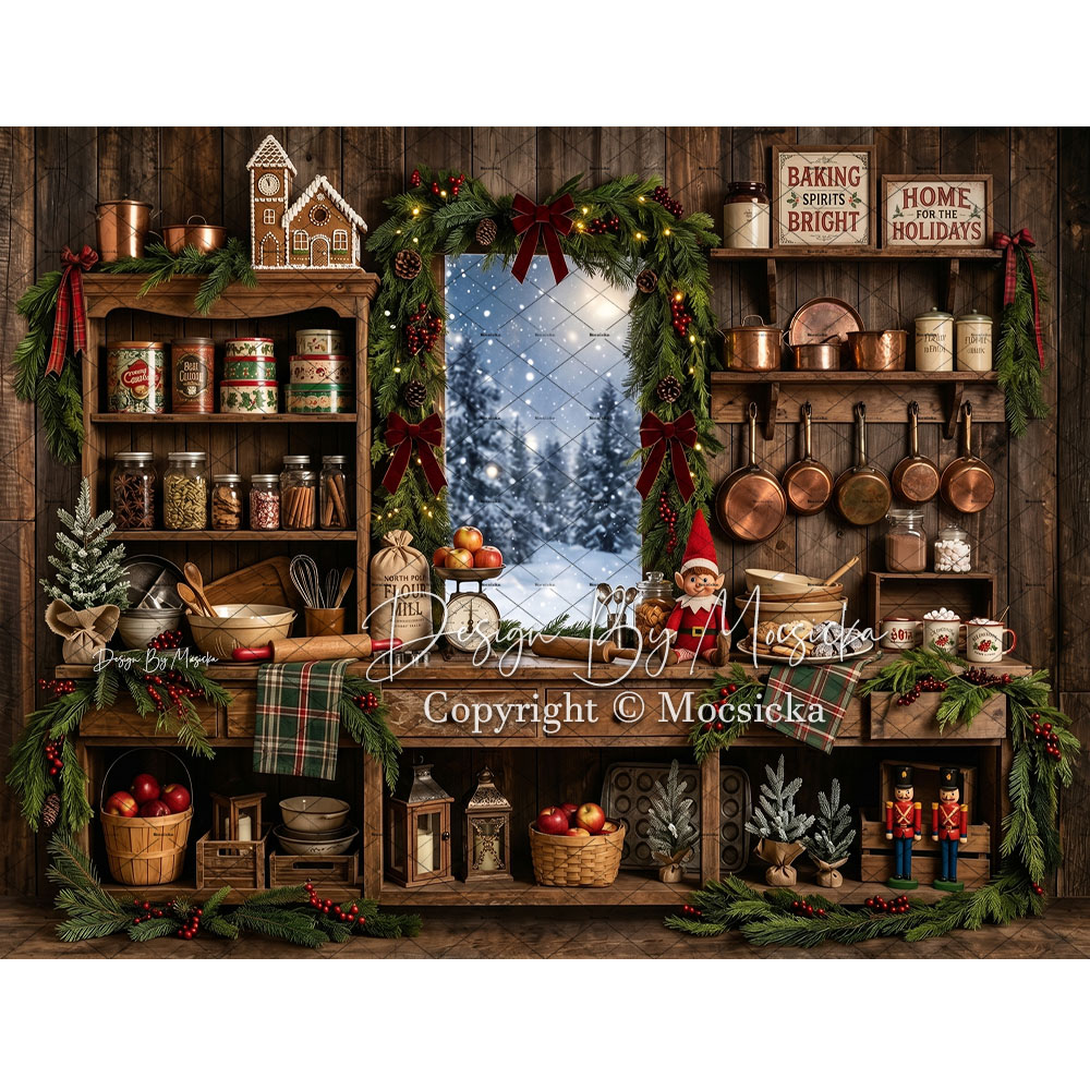 Mocsicka Christmas Rustic Kitc - Kitchen Baking Background review and price