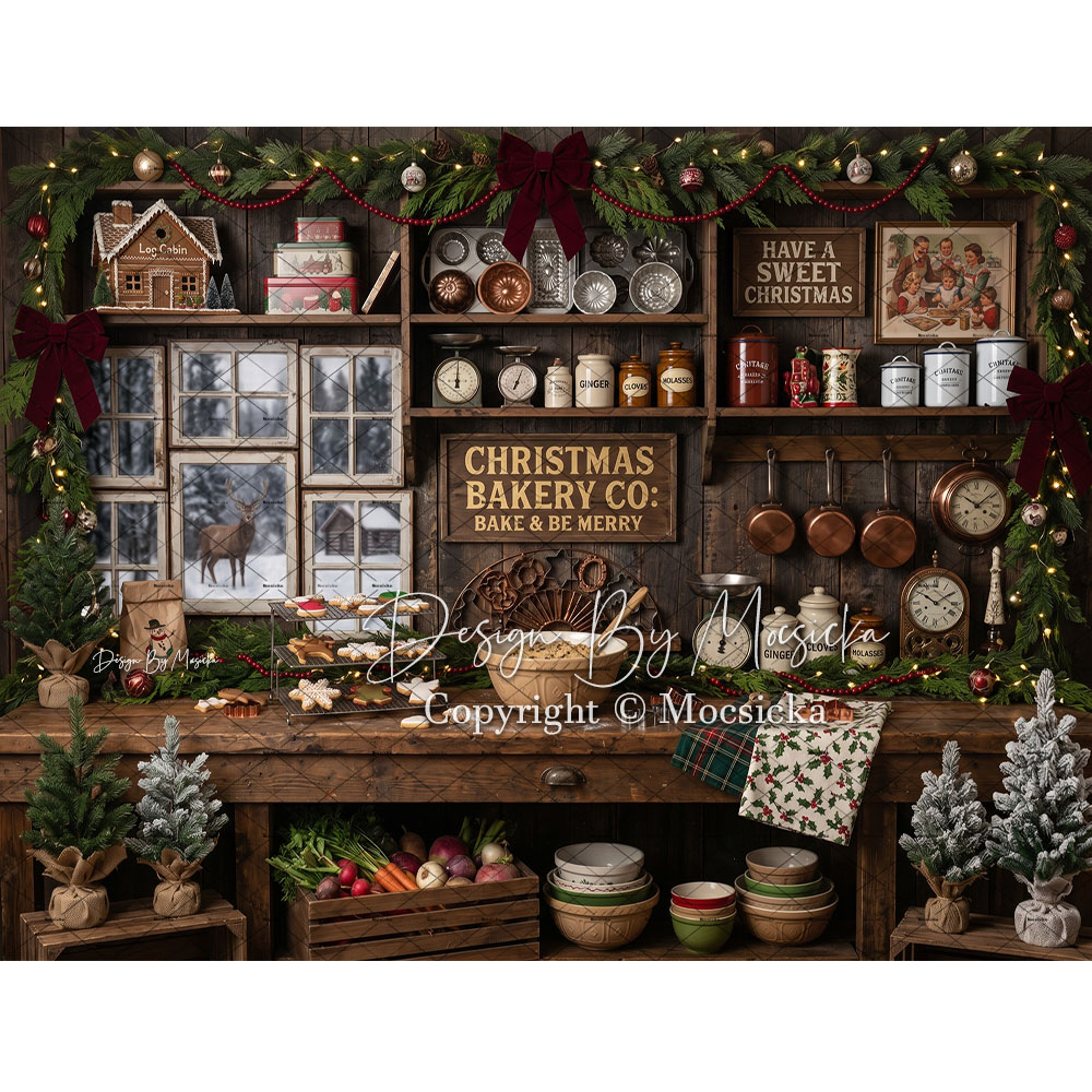 Mocsicka Christmas Rustic Kitc - Kitchen Baking Background review and price
