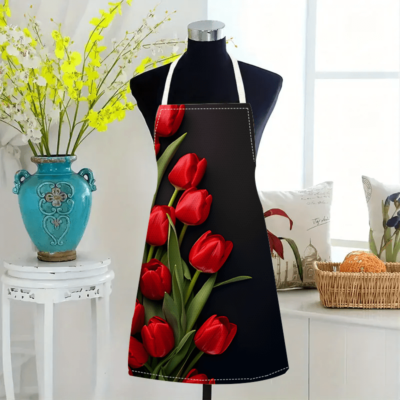 1pc Red Tulip Flower Black Bac - Kitchen Baking Background review and price