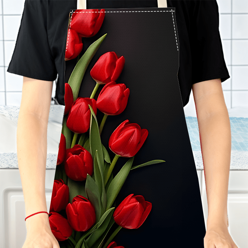 1pc Red Tulip Flower Black Bac - Kitchen Baking Background review and price