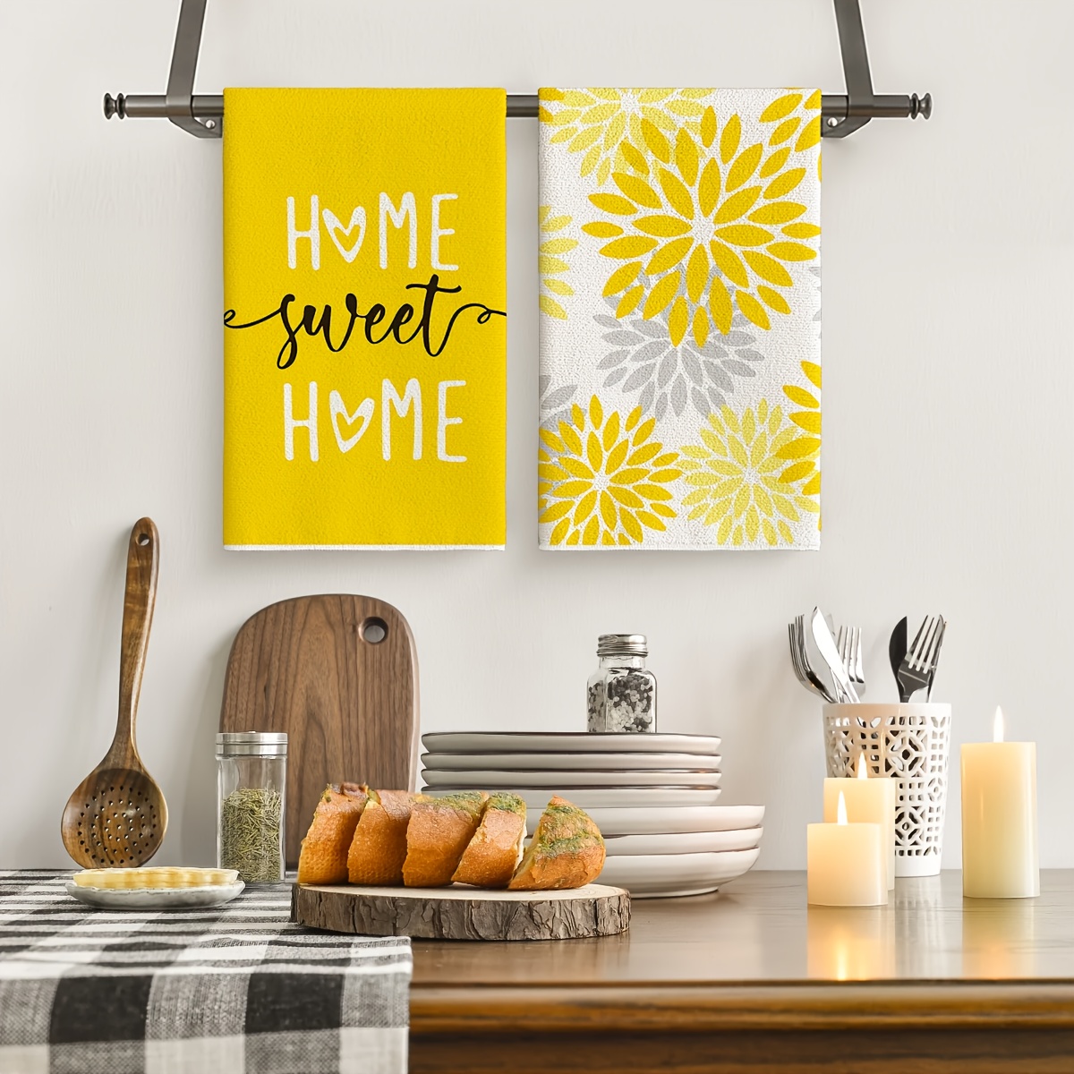 4Pcs, Yellow Striped Kitchen T - Kitchen Baking Necessities review and price